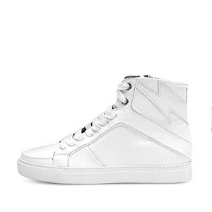Zadig & Voltaire Paris Flash Lace-up White Leather High Top Sneakers Sz EU 41